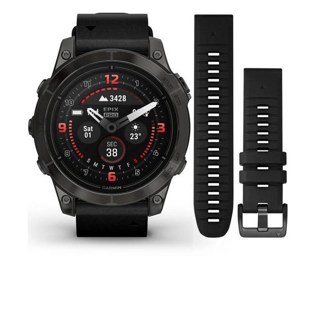 Смарт-часы Garmin Epix Pro Gen 2 Sapphire 47mm Carbon G. DLC Tit. with B. Leather Band (010-02803-30) 102015 фото