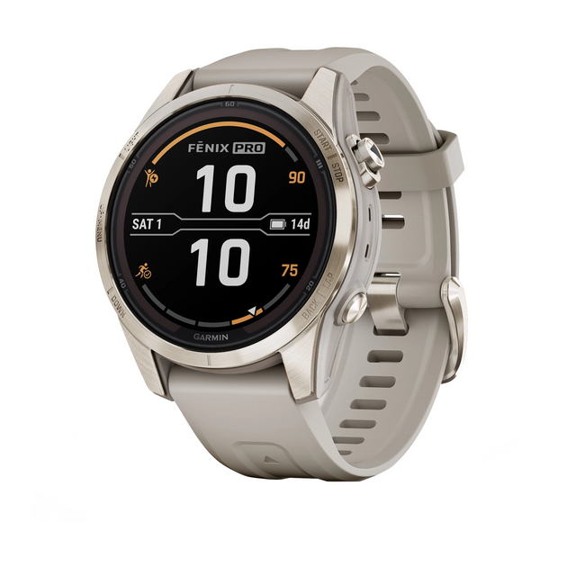 Смарт-часы Garmin Fenix 7S Pro Sapphire Solar Edition | 42 мм Soft Gold with Light Sand Band (010-02776-15) 102001 фото