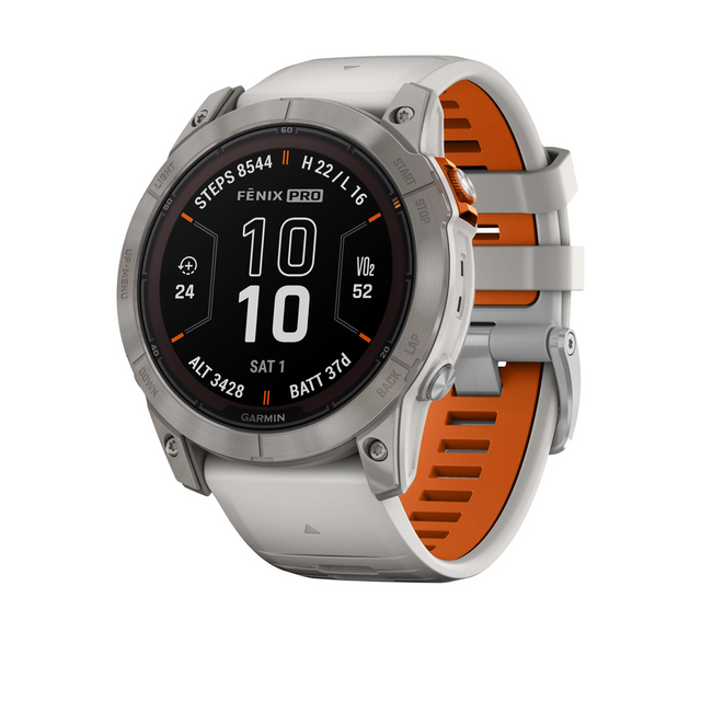Смарт-часы Garmin Fenix 7X Pro Sapphire Solar Edition | 51 мм Titanium with Fog Gray/Ember Orange Band (010-02778-15) 102018 фото