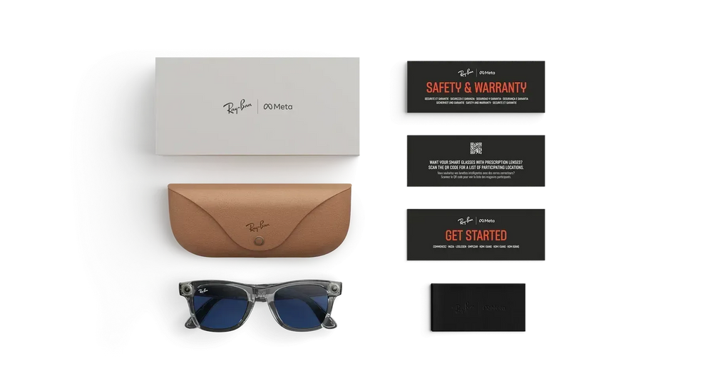 Смарт-окуляри Ray-Ban Meta Wayfarer Gen 2 Standard Shiny Transparent Grey / Clear to Sapphire Transitions (RW4012 6840MF 53-22) 102574 фото