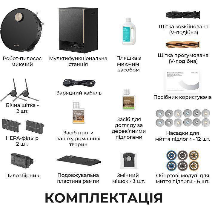 Робот-пилосос з вологим прибиранням Dreame Bot MatriX 10 Ultra Black (RLX95CE-bl) 102582 фото